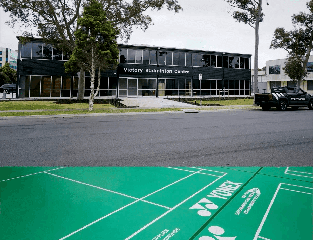 Contemporary building with warm lighting