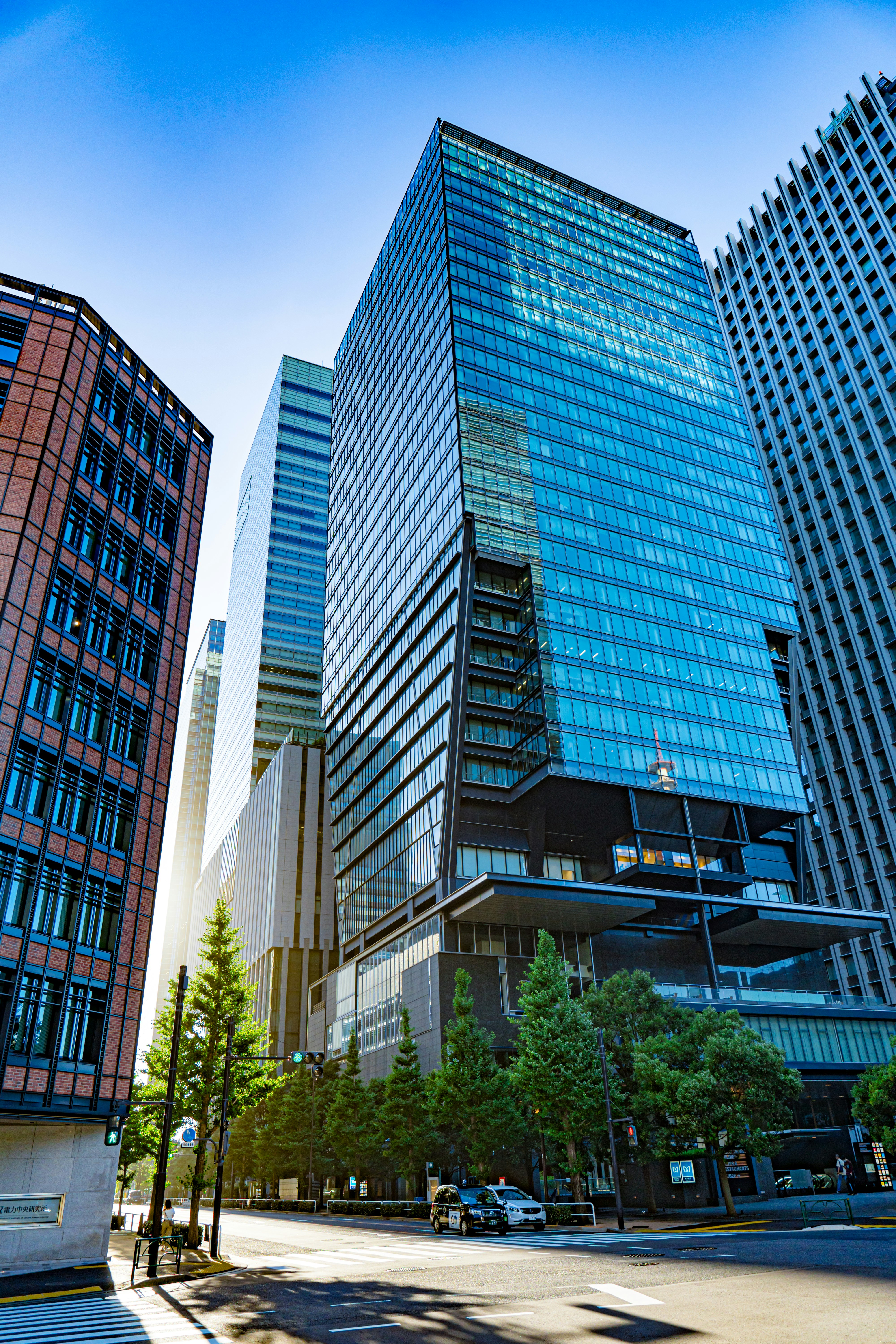 a group of tall buildings sitting next to each other