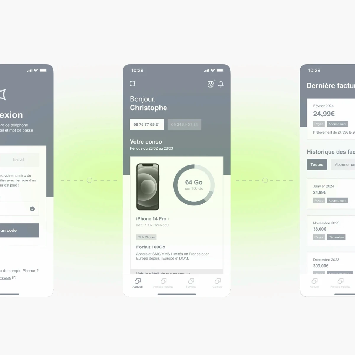 Exemple de wireframe chez expone