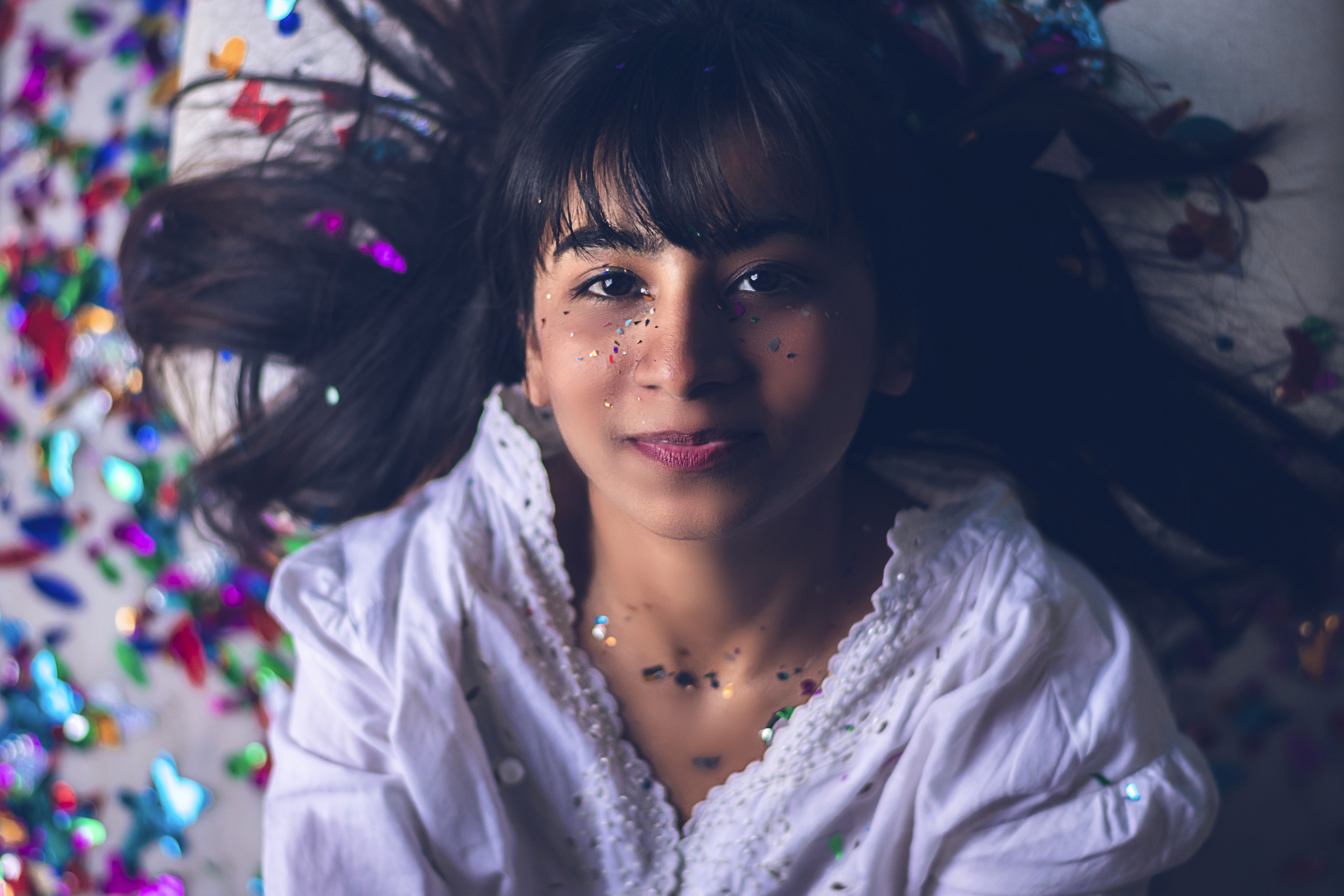 a woman with flowers