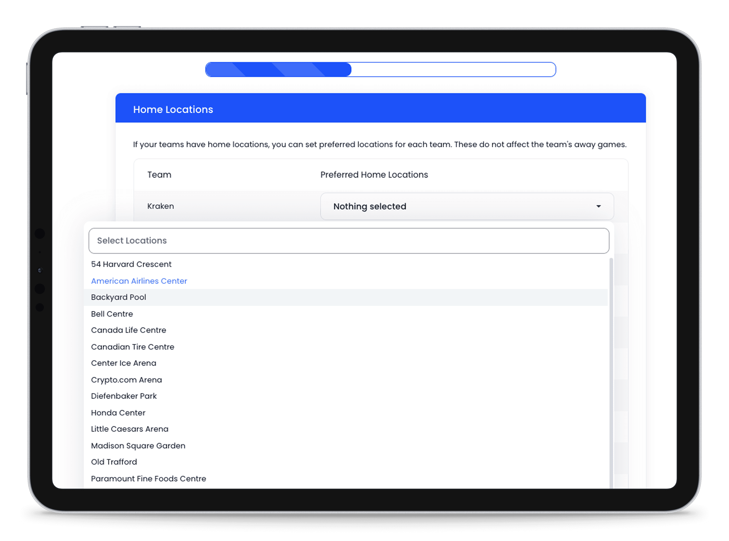 TeamLinkt's Scheduling Locations Software