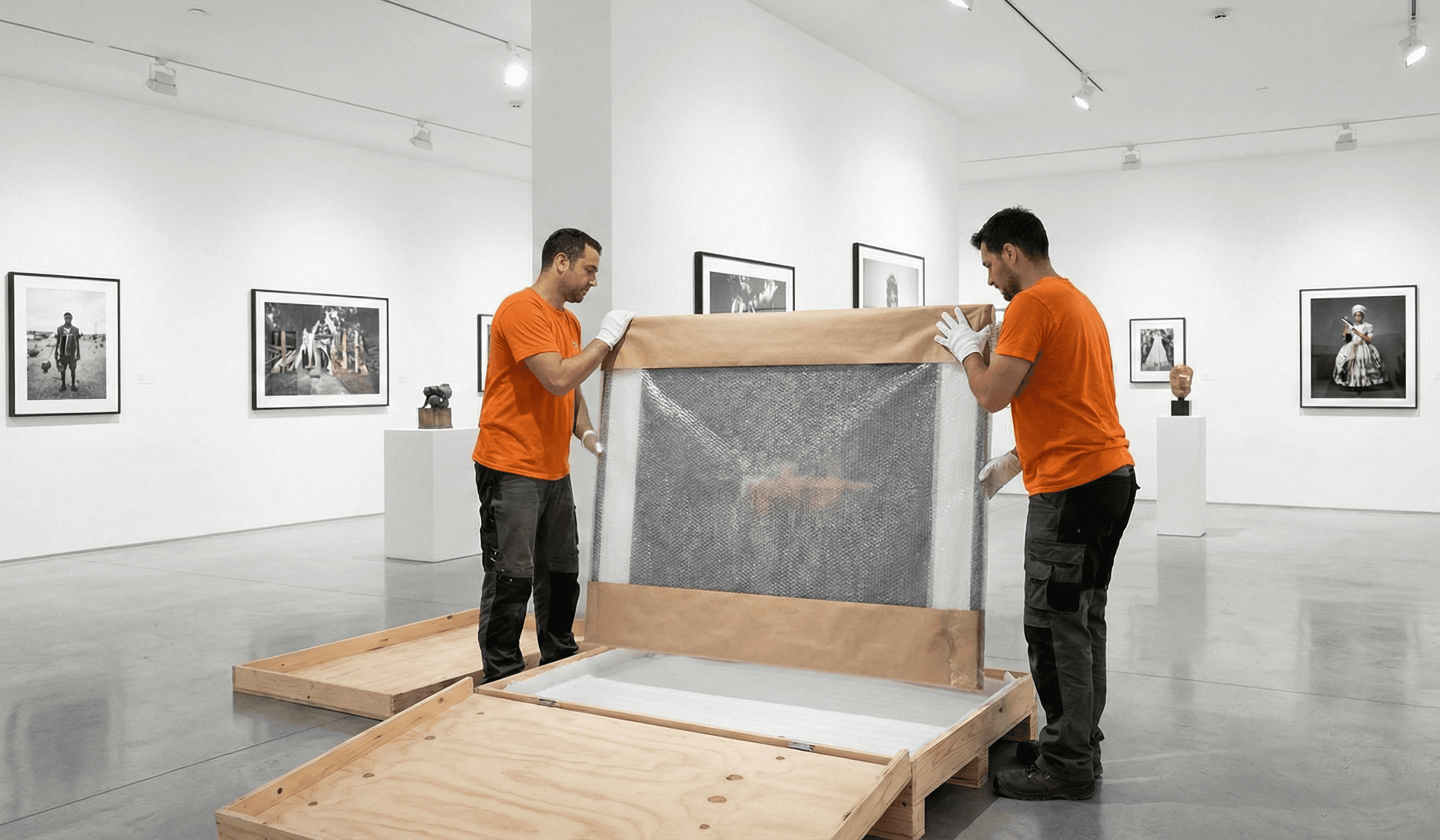 art courier transporting framed artwork in New York City