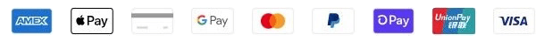 Accepted payment methods: American Express, Apple Pay, Google Pay, Mastercard, PayPal, Shop Pay, UnionPay and Visa