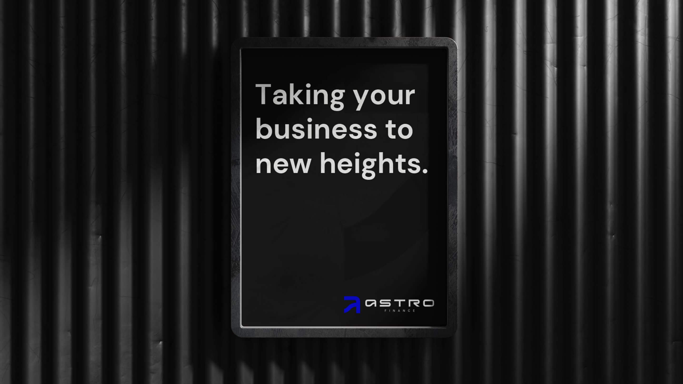 Astro Finance 'Taking your business to new heights' billboard.