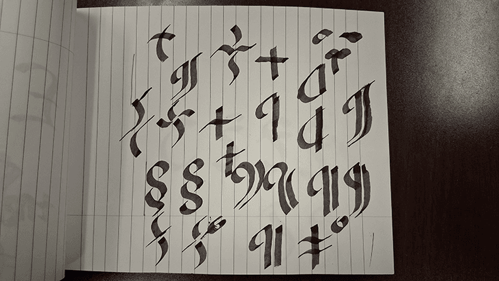 Skecthes of the dagger, symbol, and paragraph symbols.