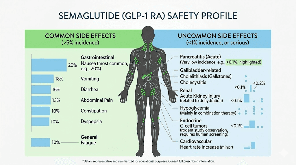 Semaglutide clinical trial safety data showing no lymphadenopathy signal