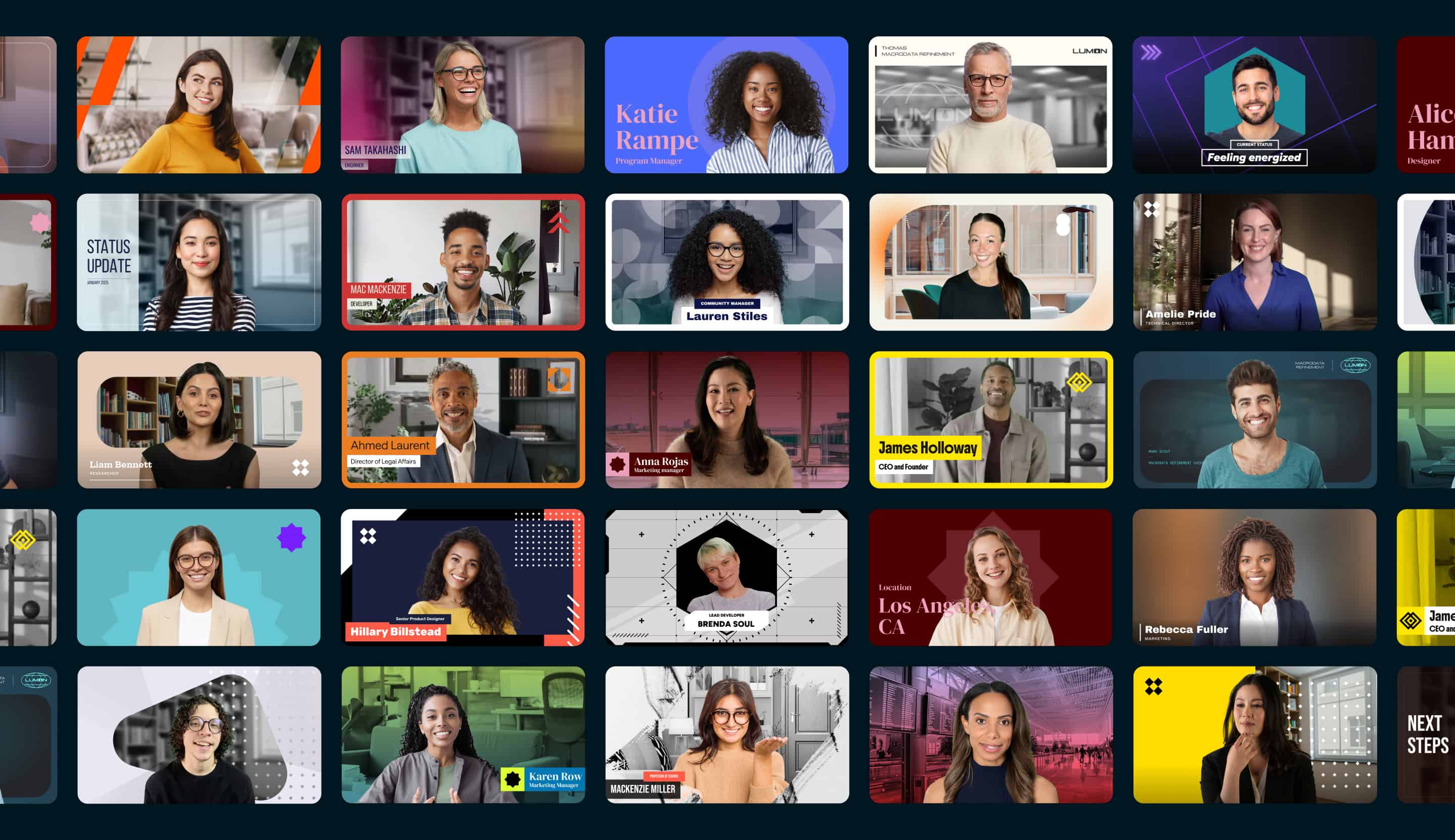 A wall of customized “looks” for video calls created with Airtime Camera