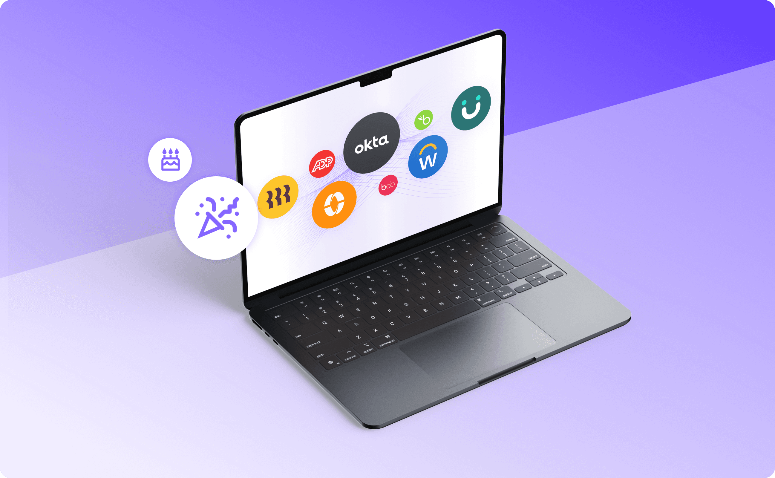 A laptop showing different HRIS integrations.