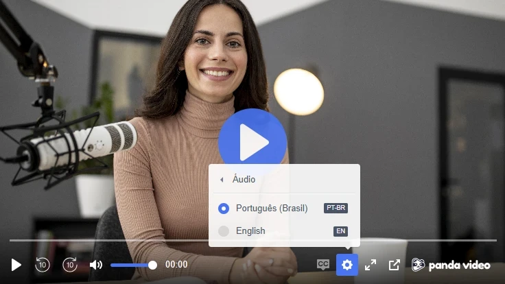 Player da Panda Video com opção de faixas de áudio