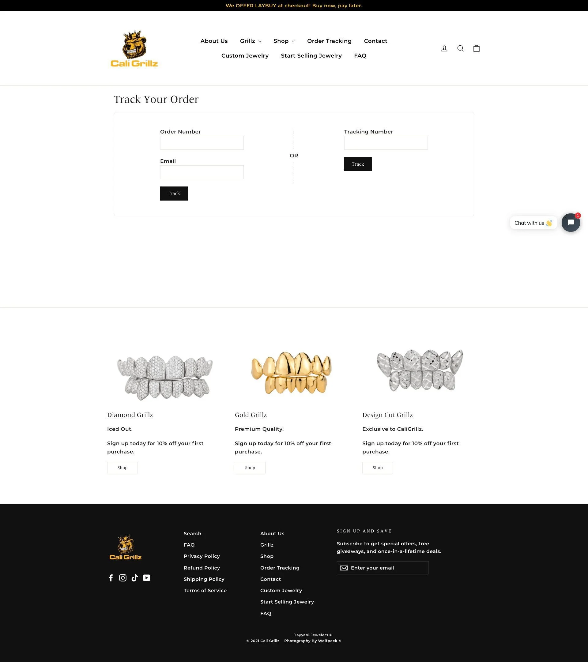 Track-Your-Order page for caligrillz website developed & designed by Dreams Agency Mississauga, Ontario