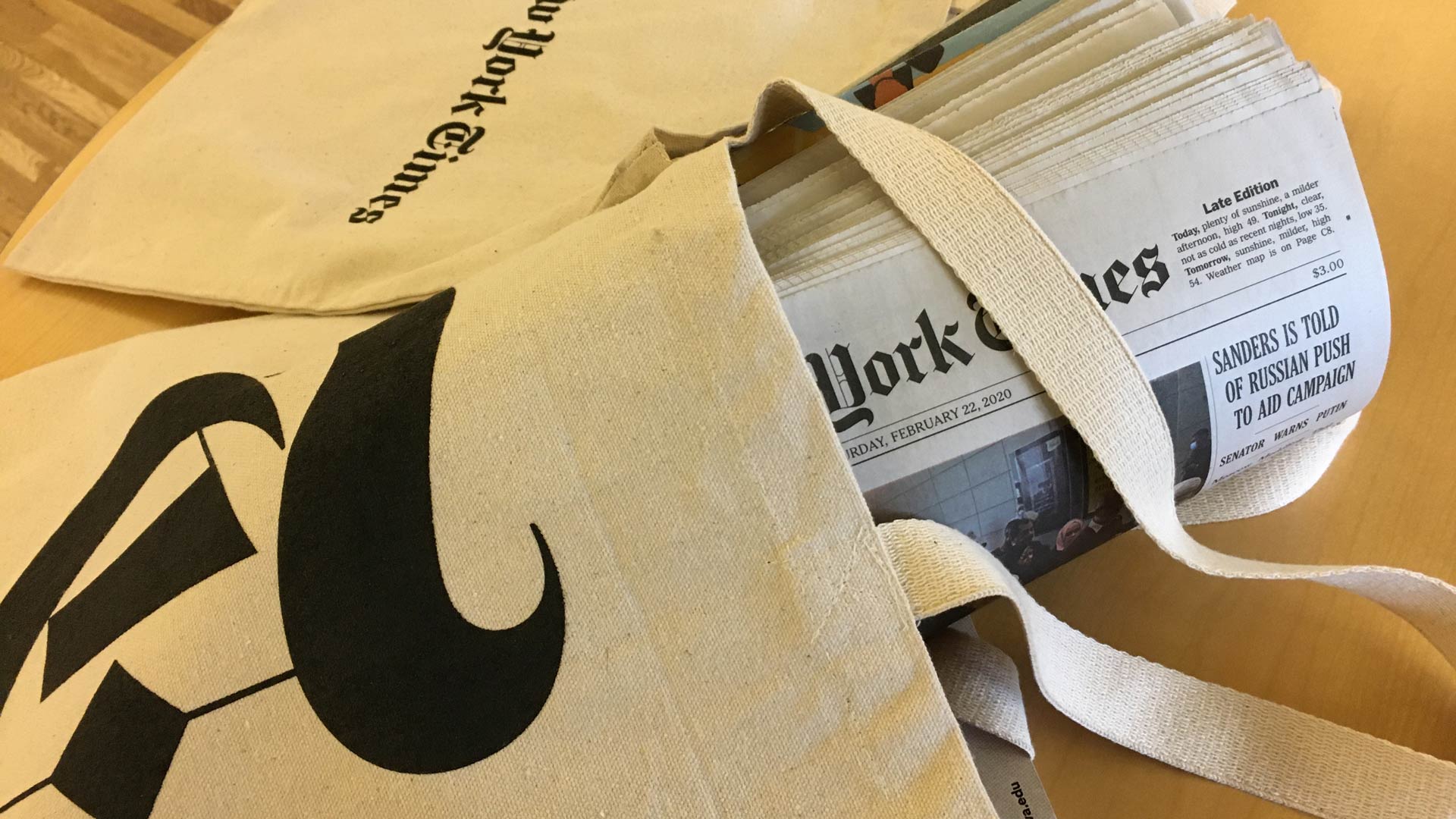 New York Times canvas bags
