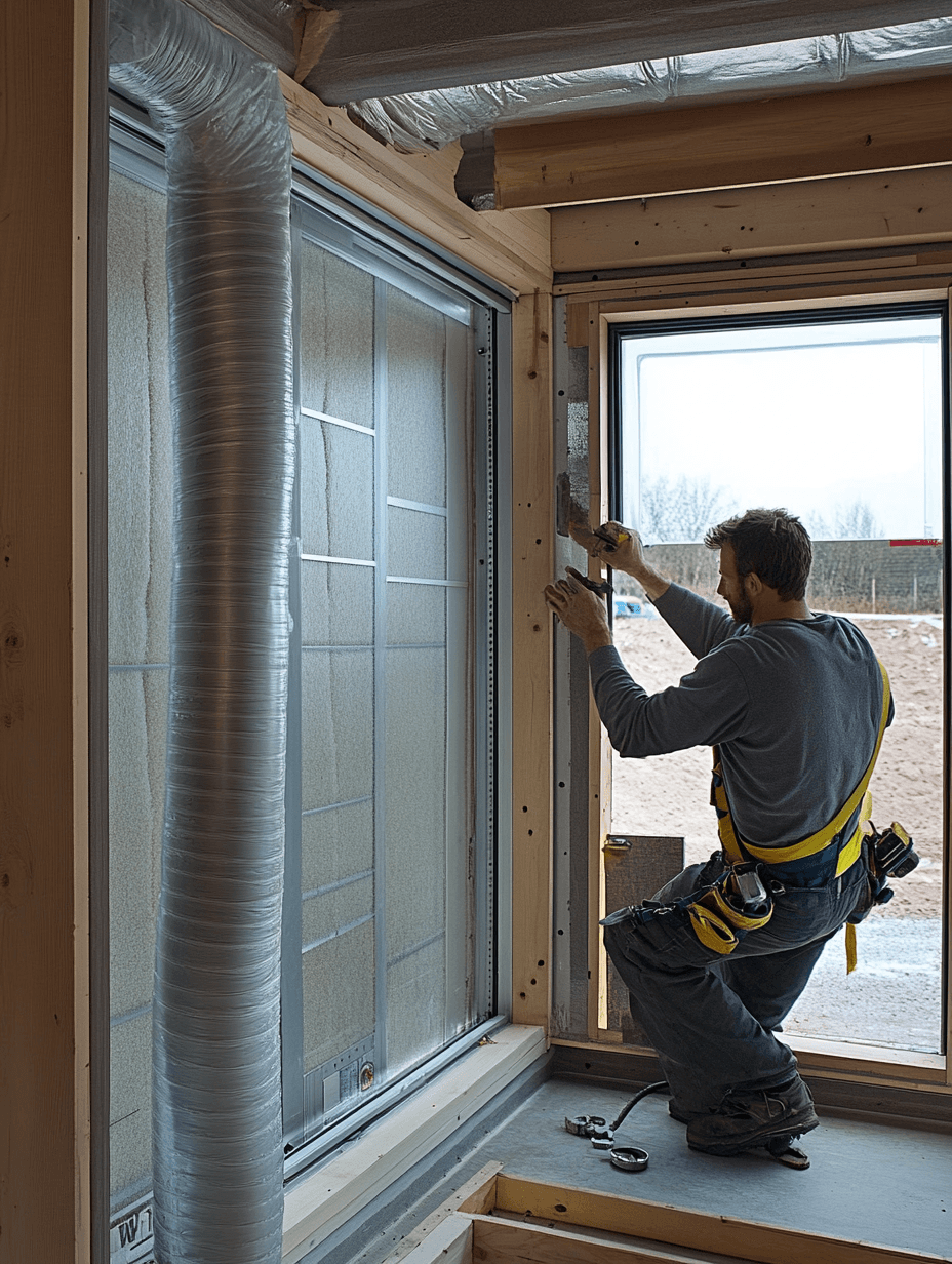 Installation d’un système de ventilation dans une maison neuve pour améliorer la qualité de l’air intérieur.