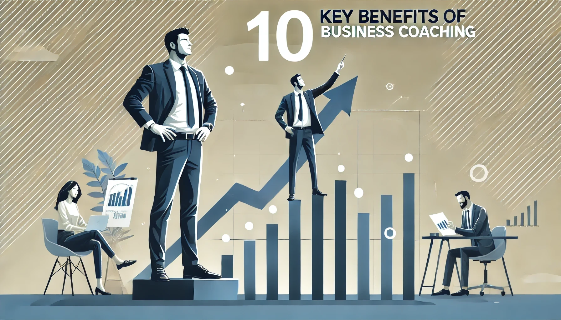 Blog cover image showing a confident entrepreneur standing on a graph that indicates upward growth, symbolizing business success. The background is clean and modern with a slight gradient, focusing purely on the visual theme without any text.