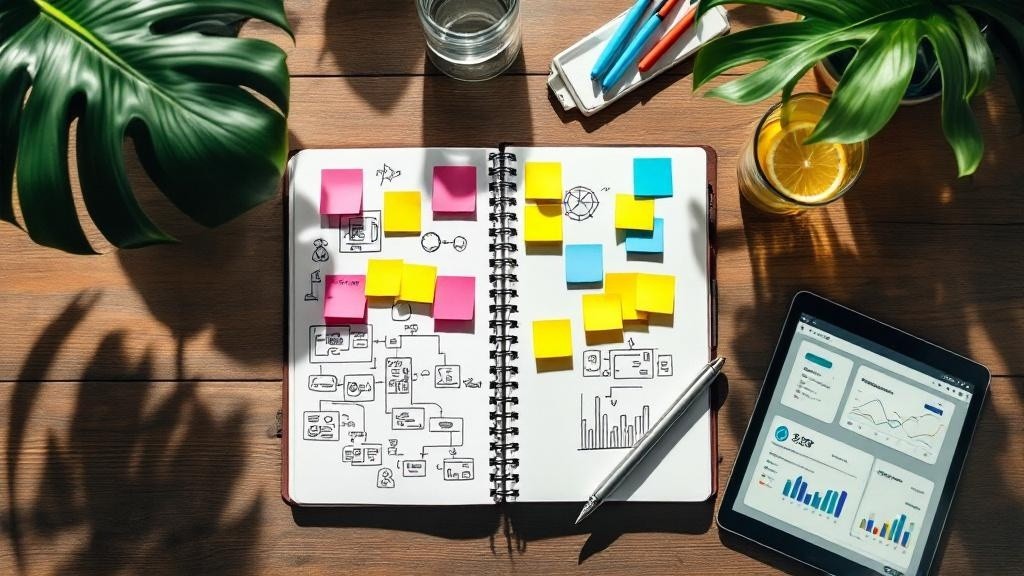 Content strategy planning with notes and digital tools