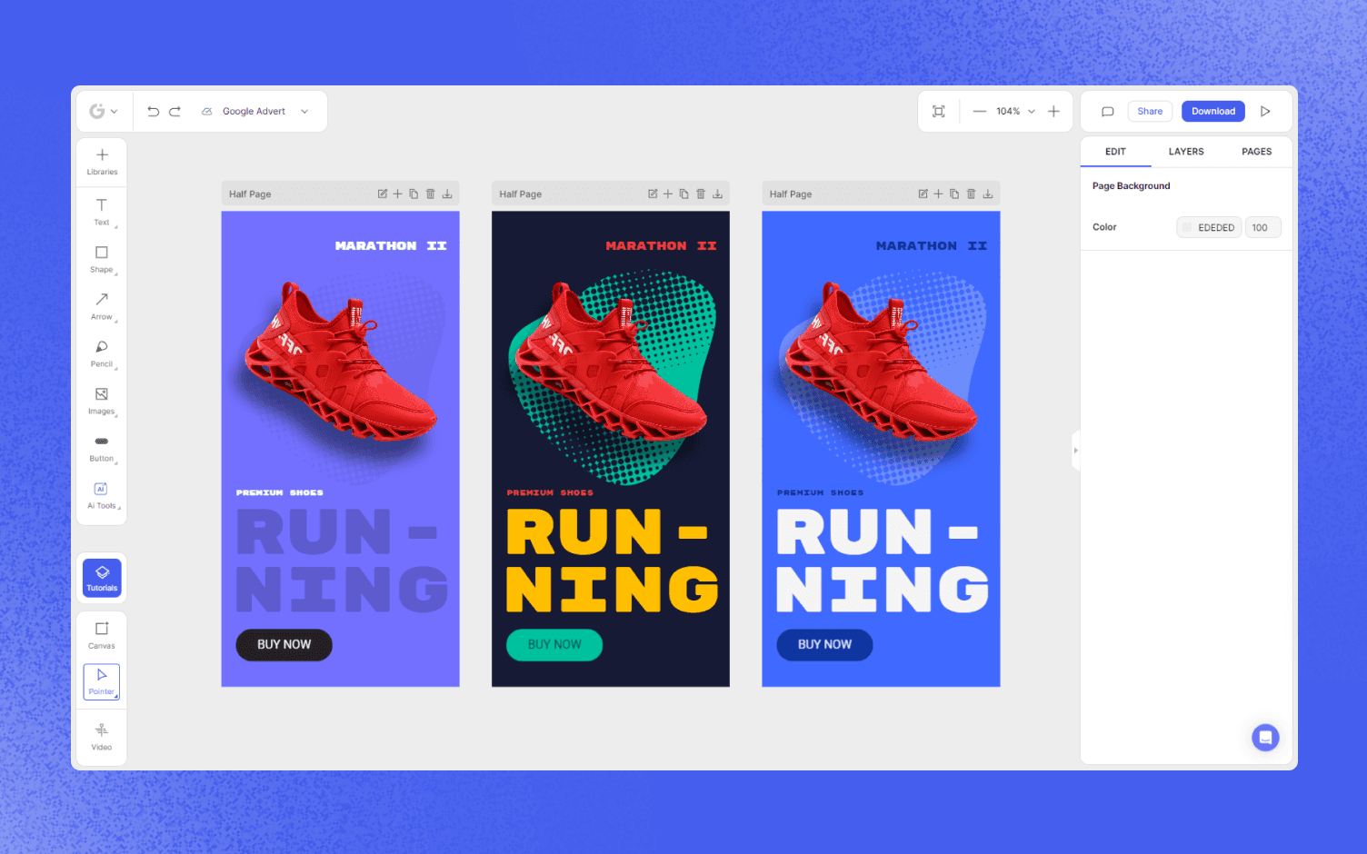 google ad design variations