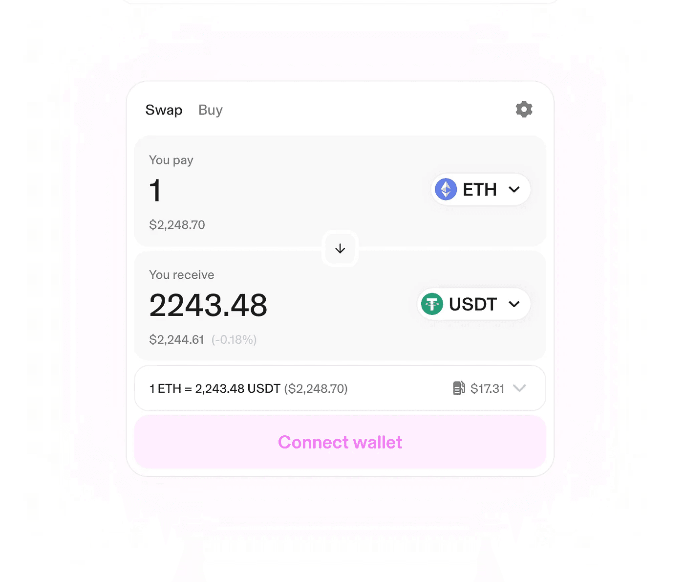 Uniswap. Classical DEX interface.