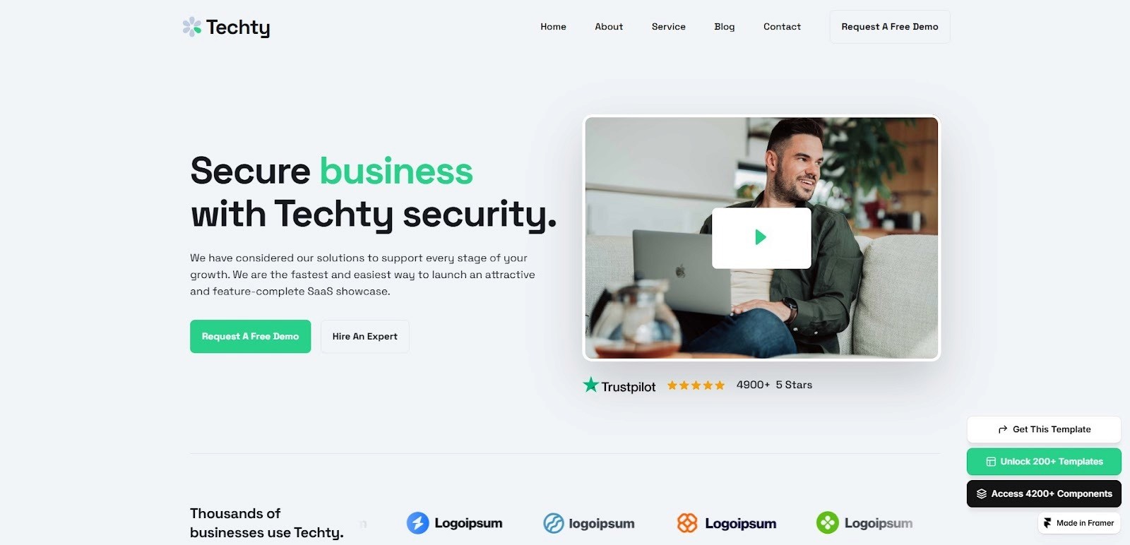Techty IT and software website template in Framer