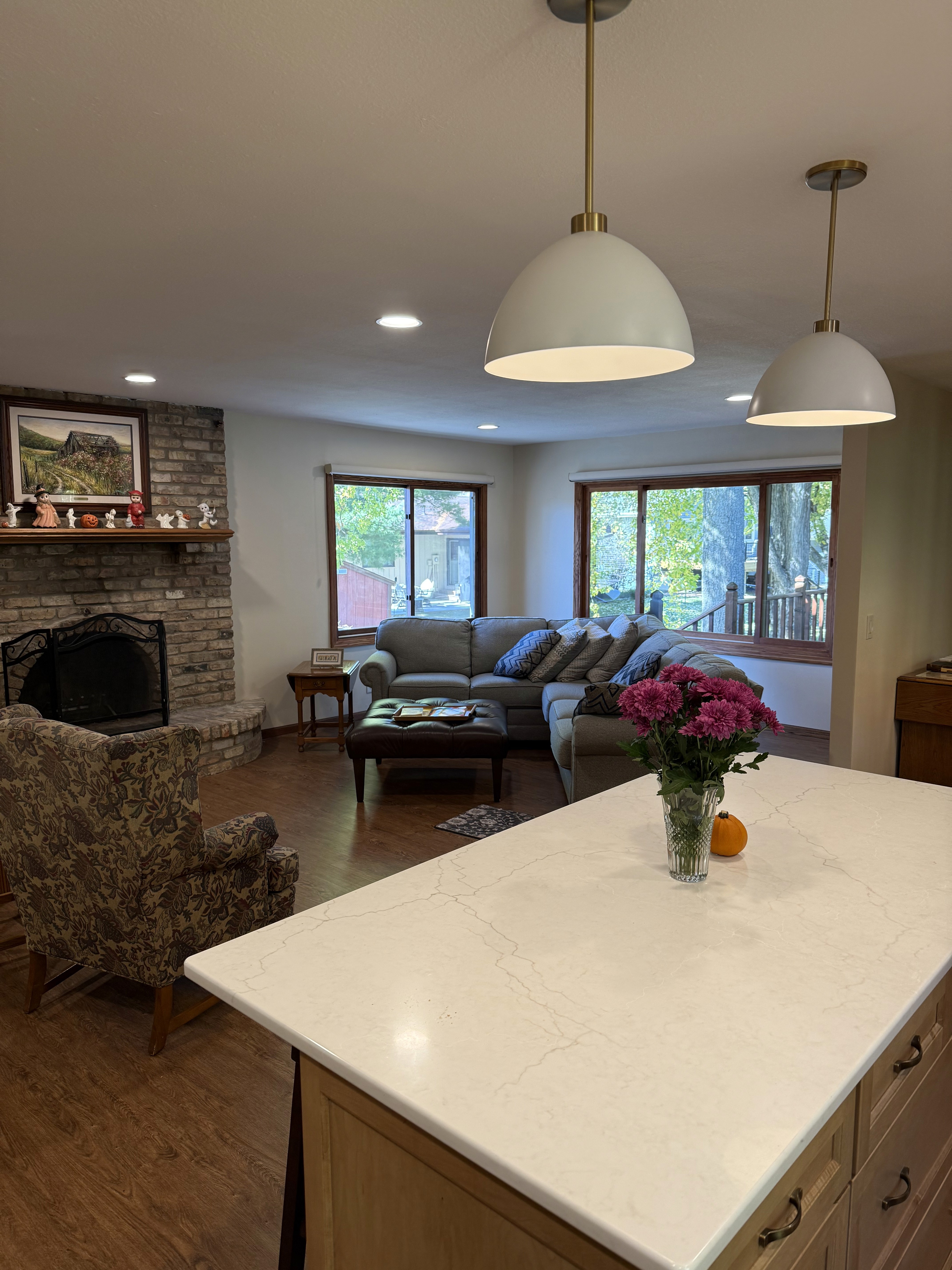 living room with new flooring
