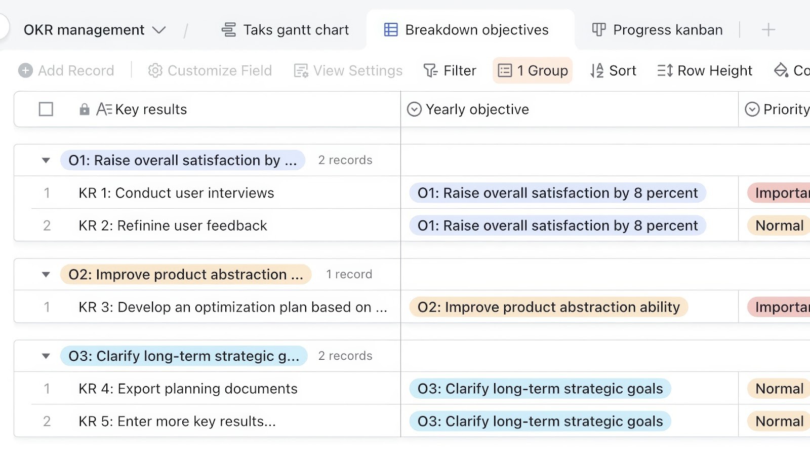 Lark OKR Management template