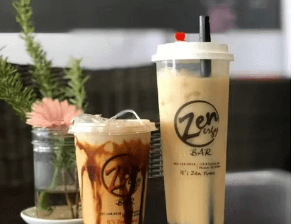 Close up of two coffee drinks from Zen Thai Cafe