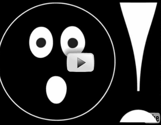 A black and white image of a circle face with eyes and mouth.