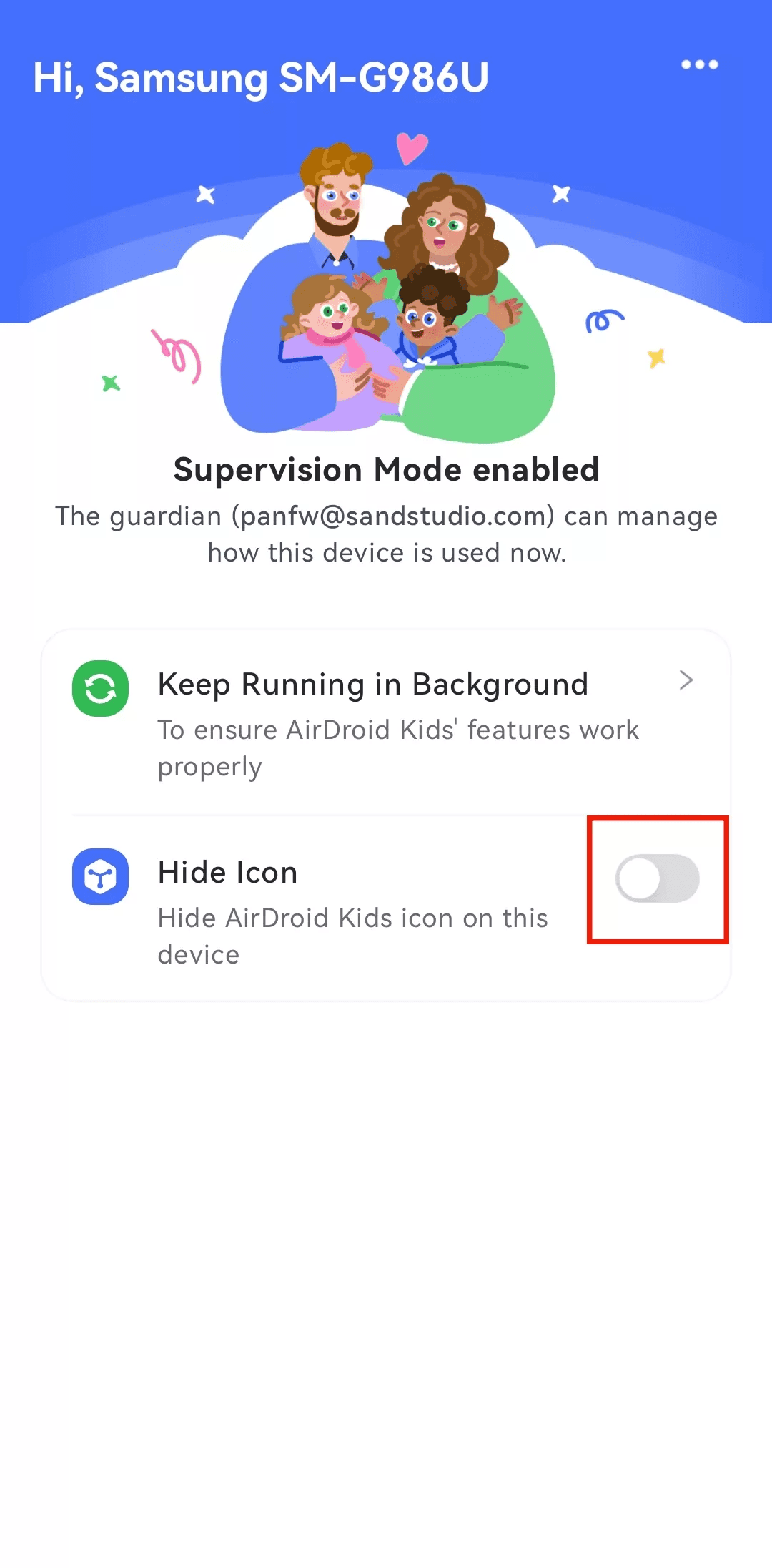 Child's device chooses to hide the AirDroid Kids icon