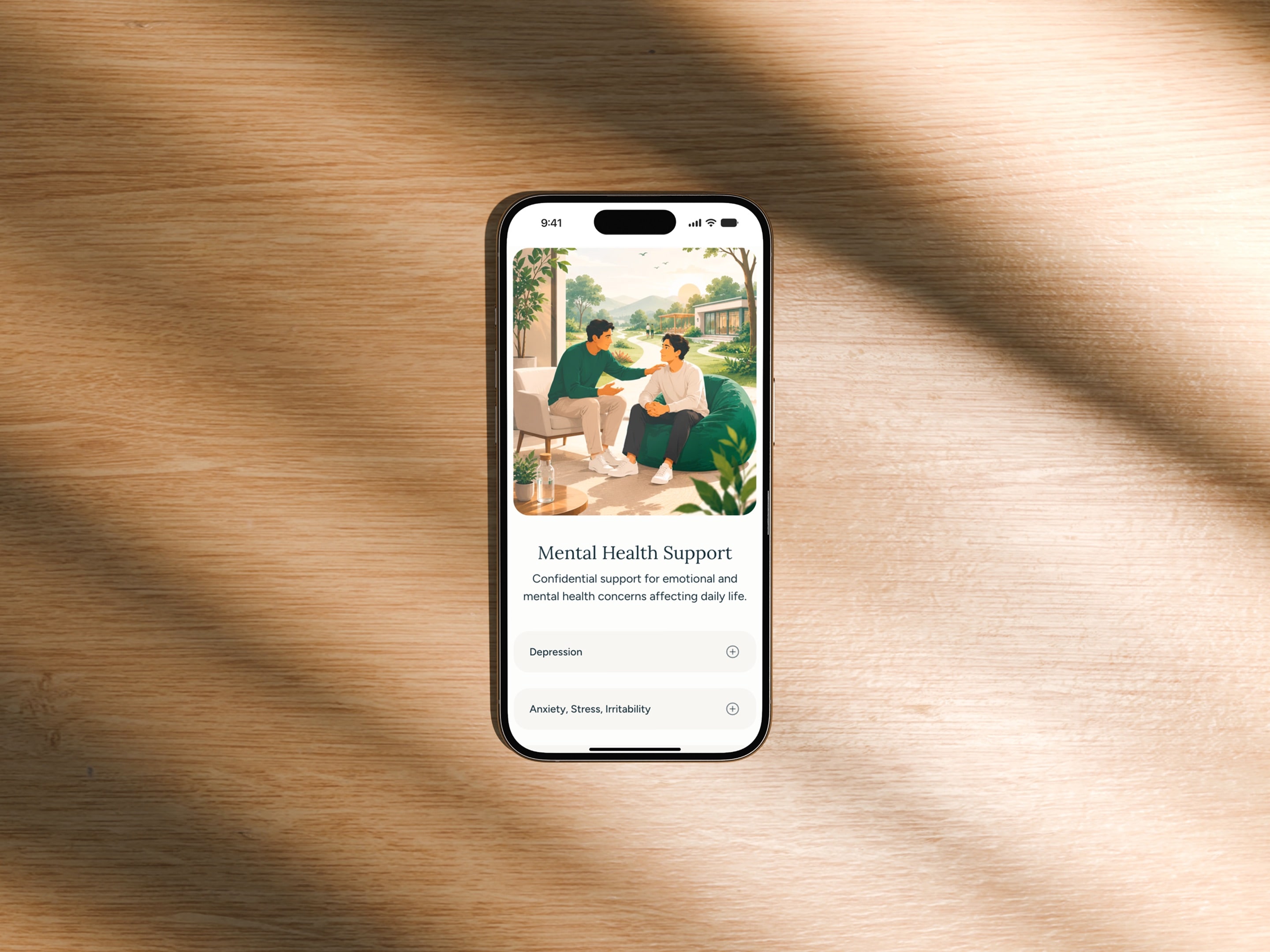 Deaddiciton website on mobile placed on the wooden panel