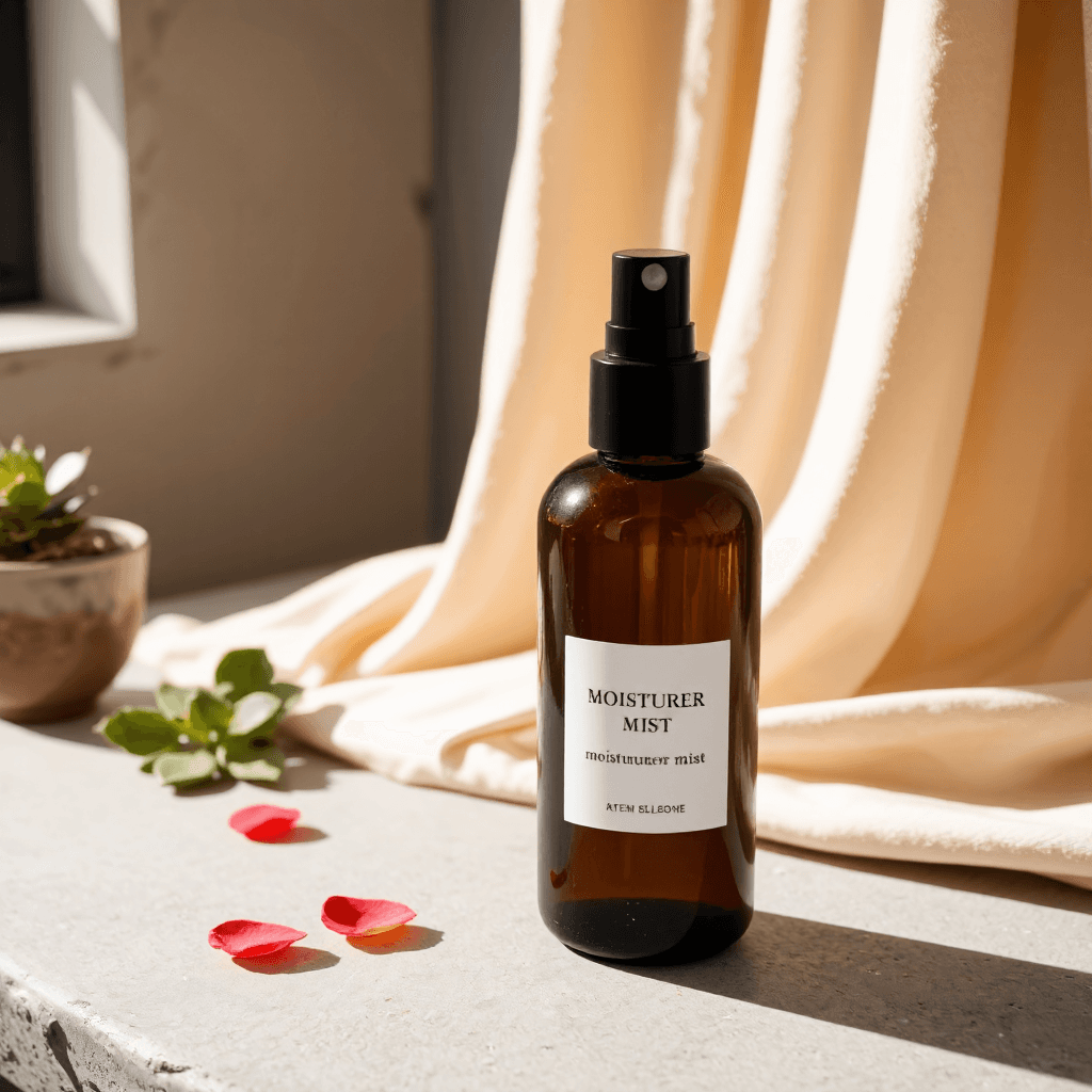 product photography of a bottle of moisturizer mist