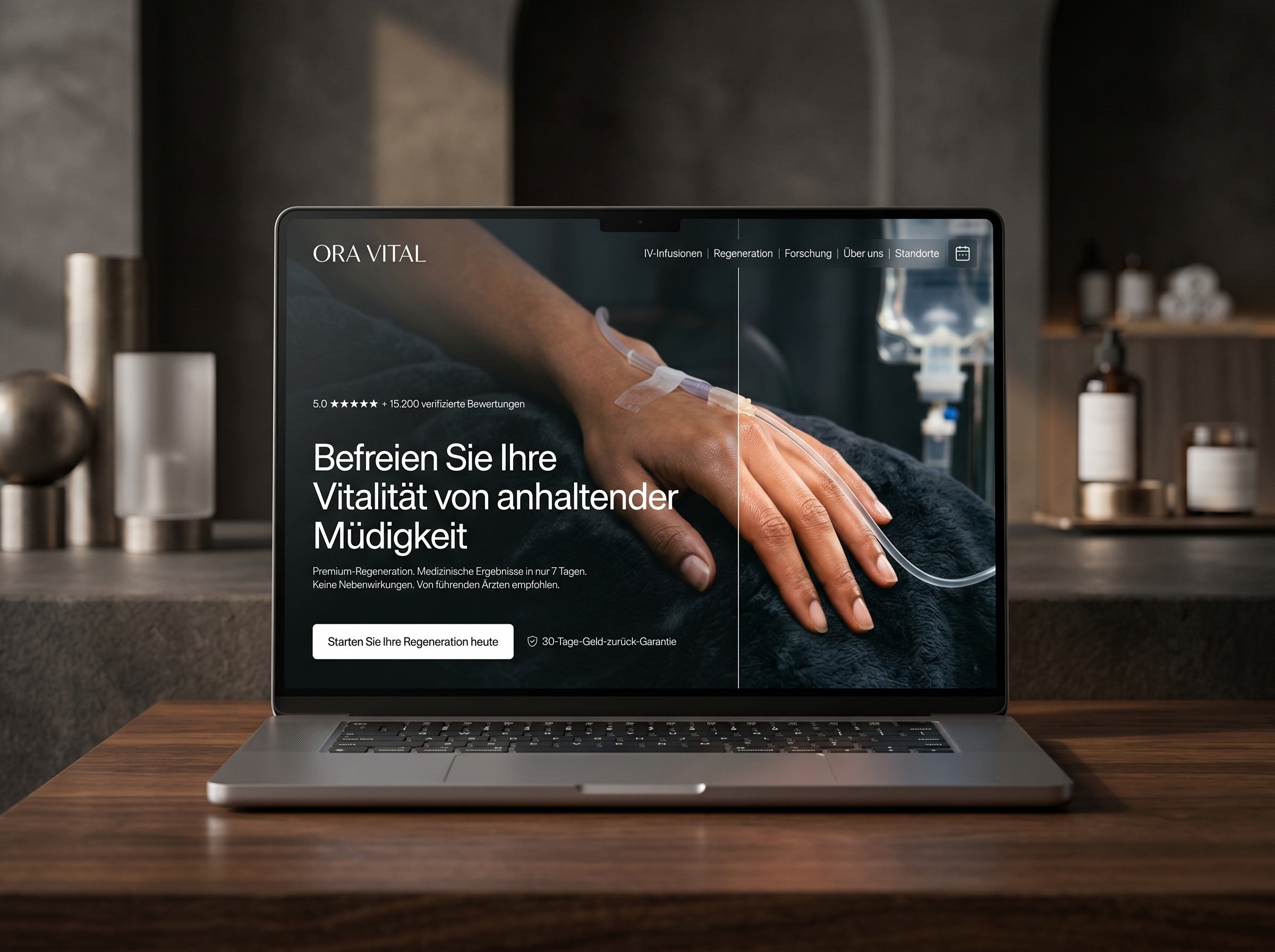 Moderne Wellness Clinic Website in Mannheim auf Laptop dargestellt