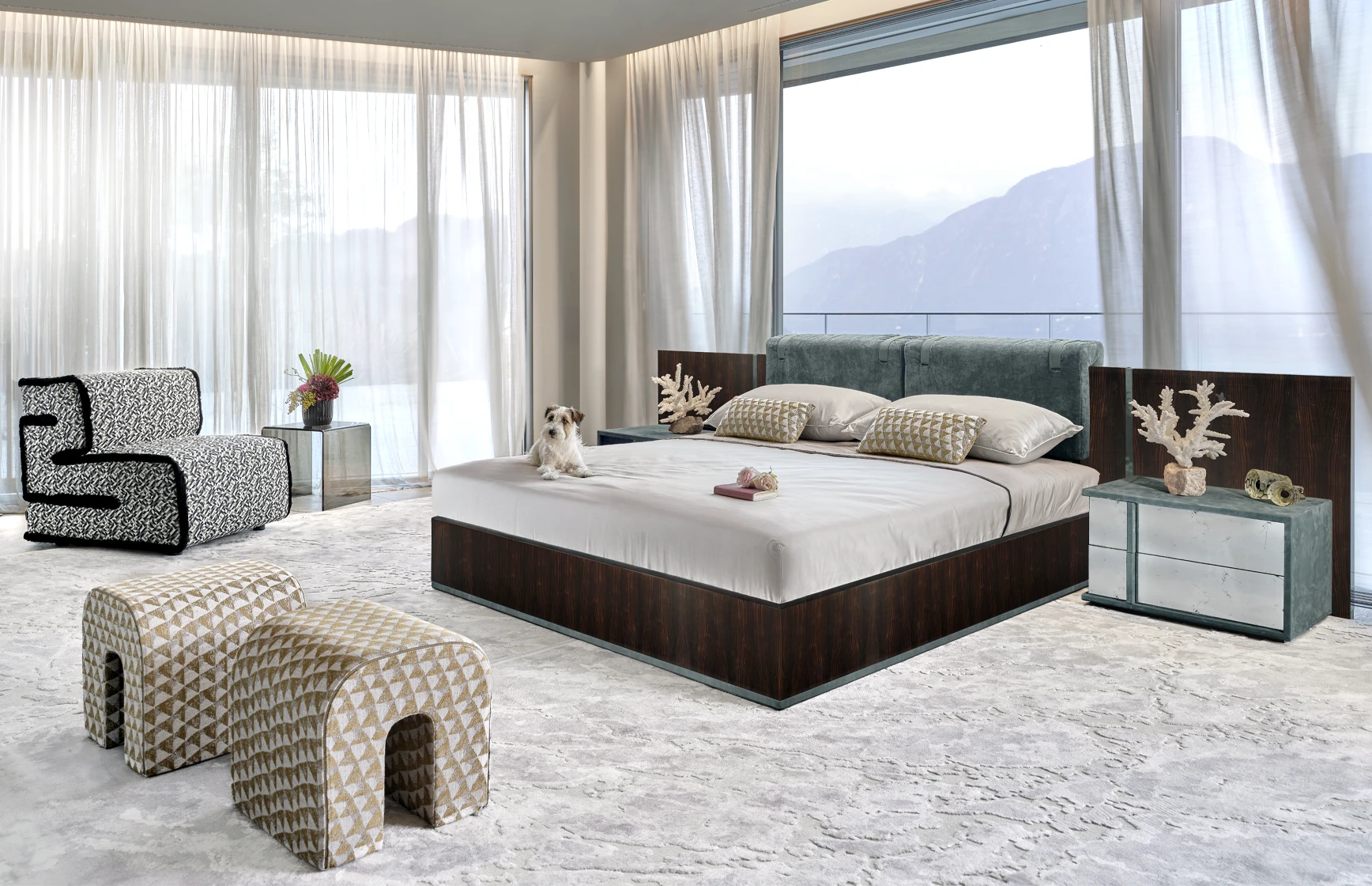 luxury bedroom set up