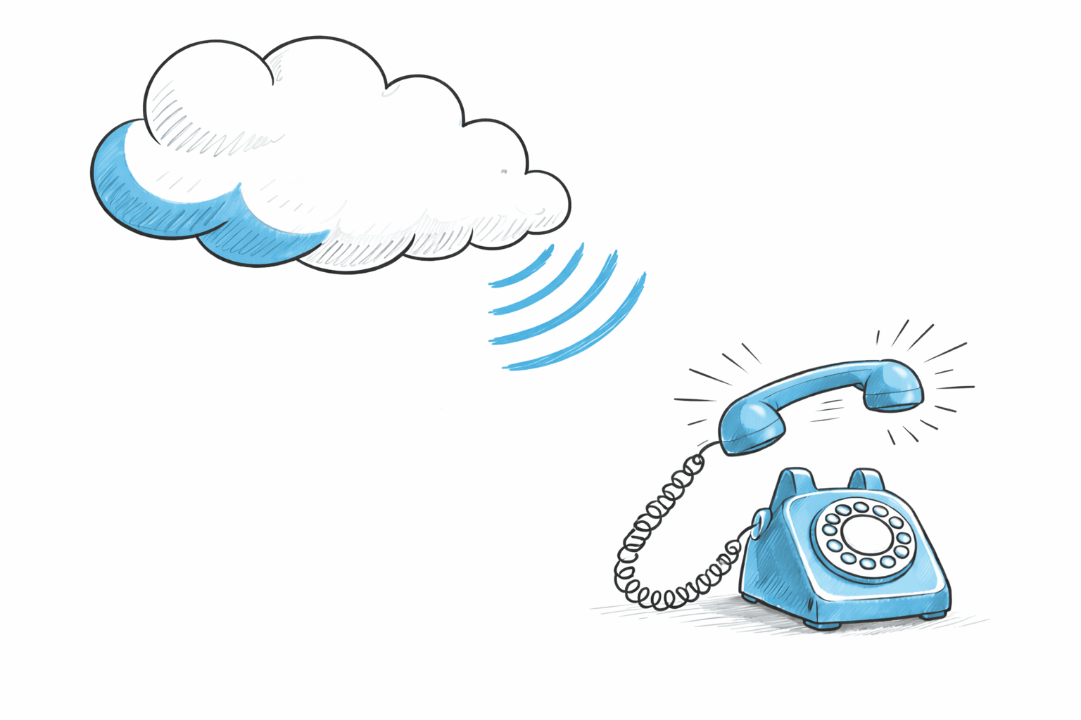 A cloud sending a ring to an old phone