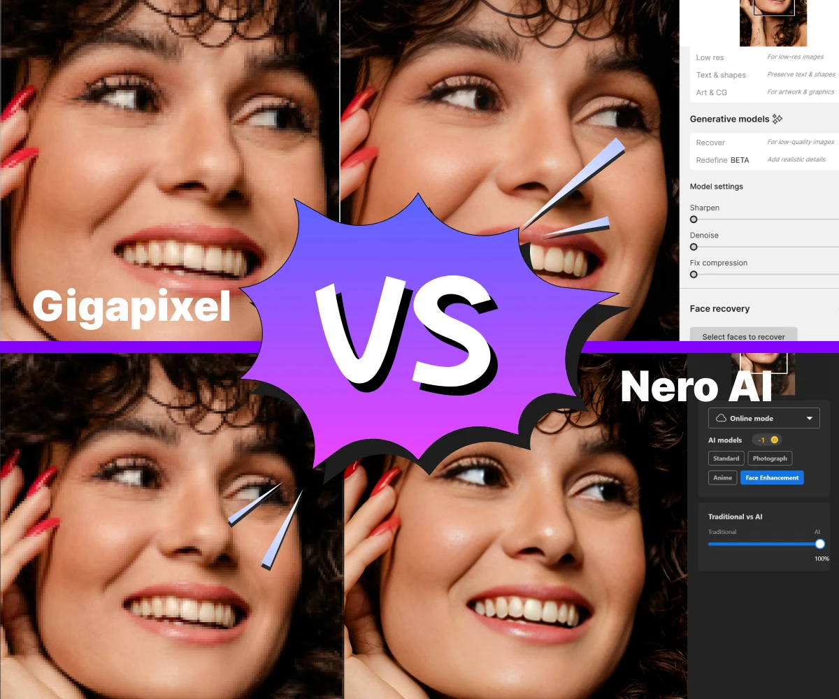 Topaz gigapixel vs Nero AI Image Upscaler