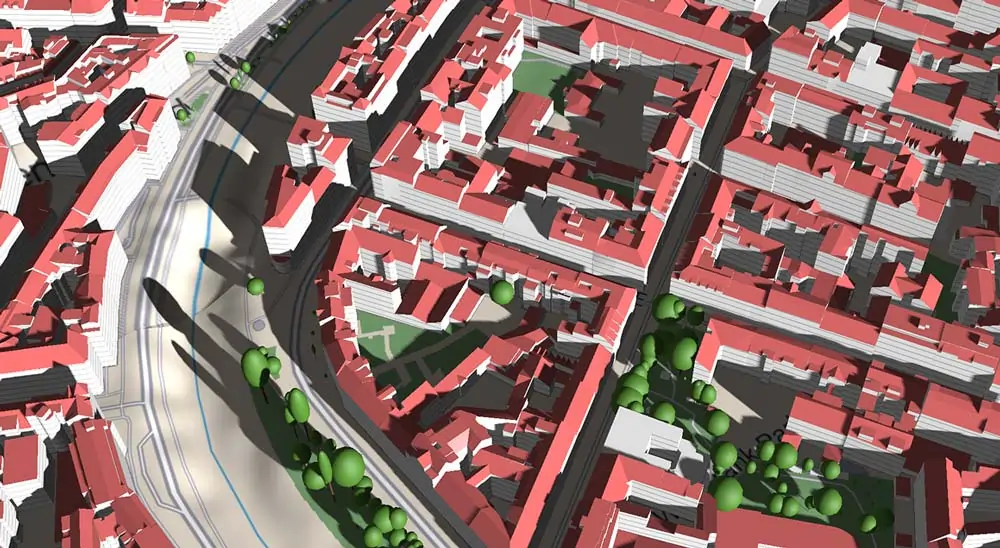 City of Vienna with interactive sunlight simulation