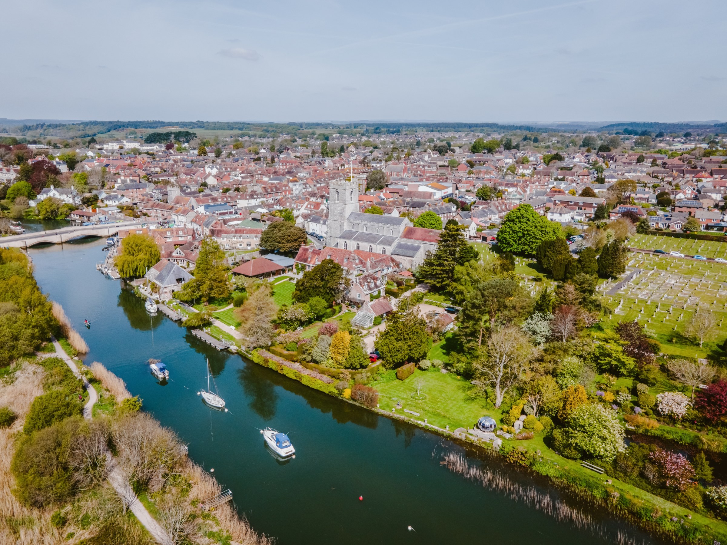 LANDSCAPE · A riverside town from the air.