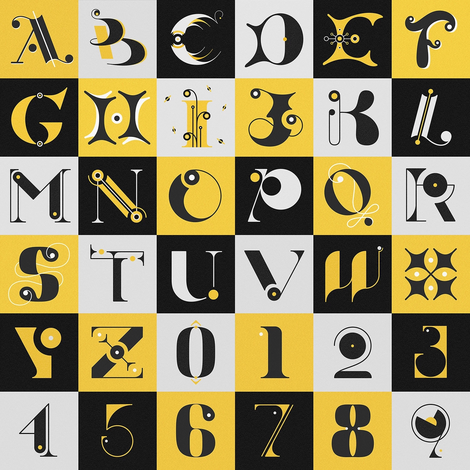 A full 36 Days of Type design alphabet.