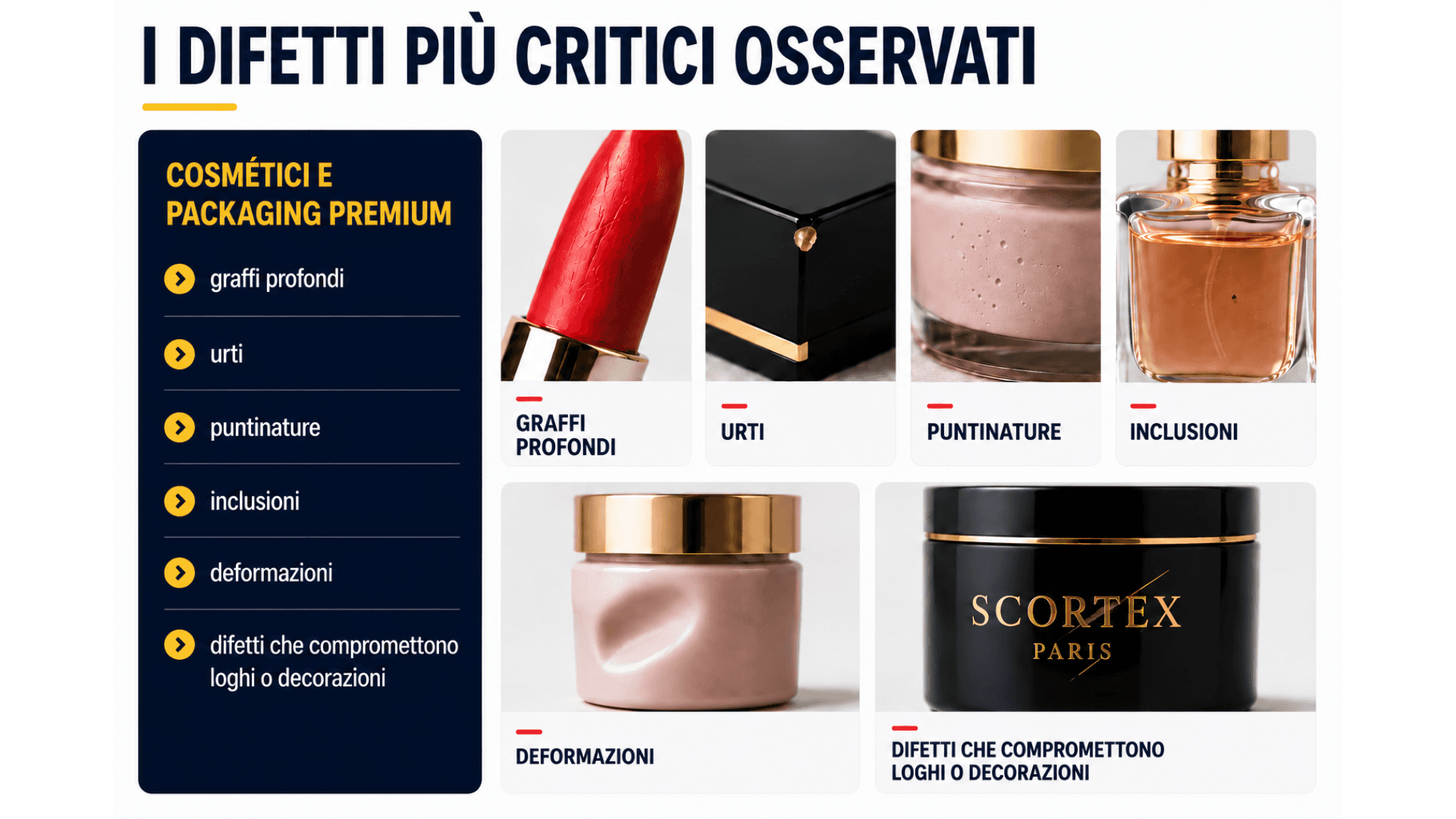 Difetti dei prodotti cosmetici e del packaging