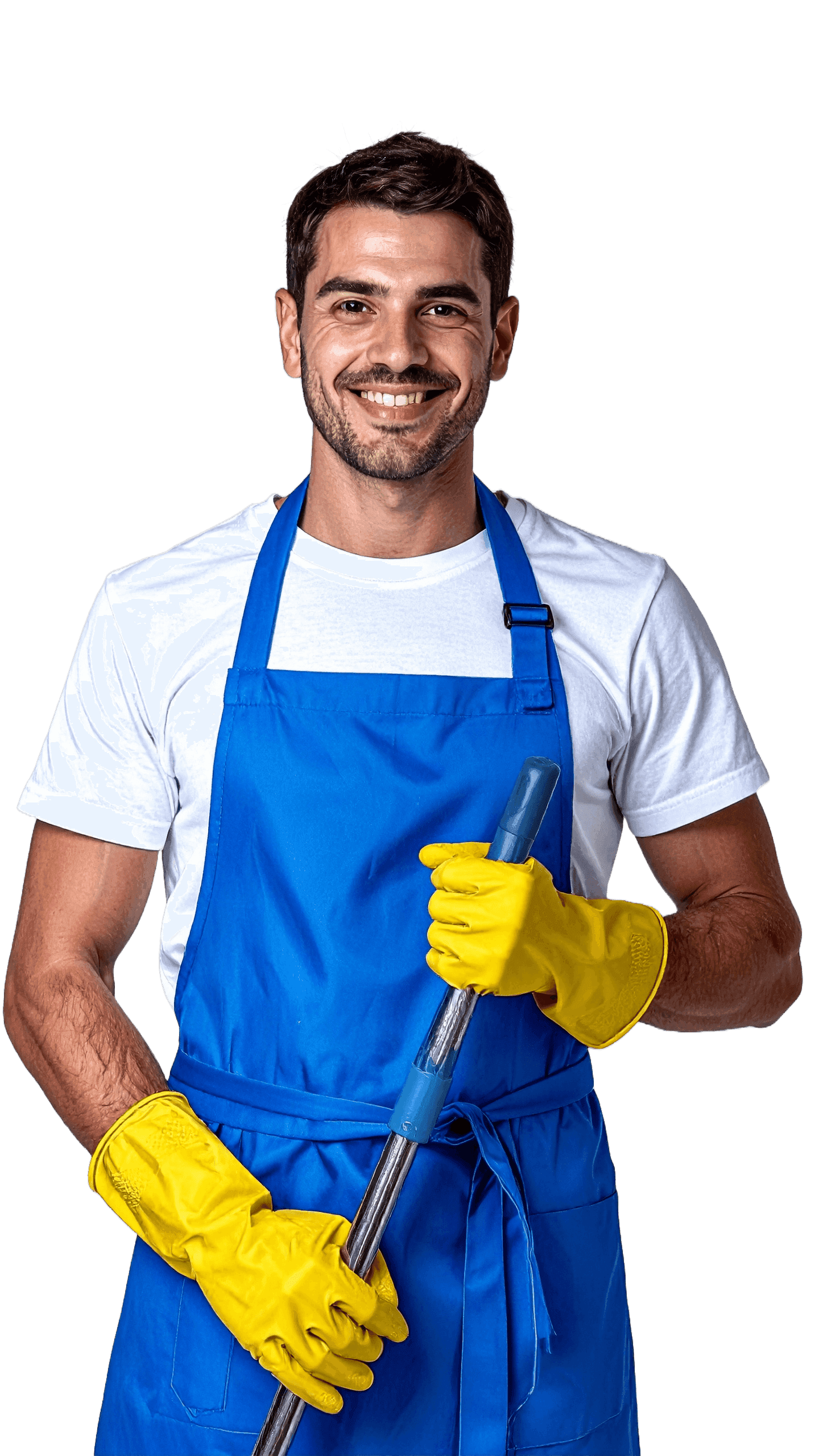professional janitor smiling