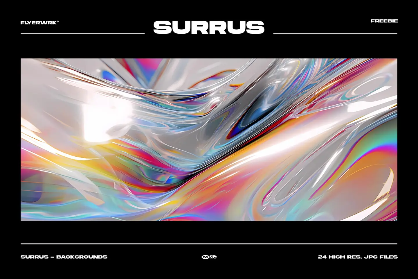 Surrus chromatic abstract gradient texture with metallic liquid reflections