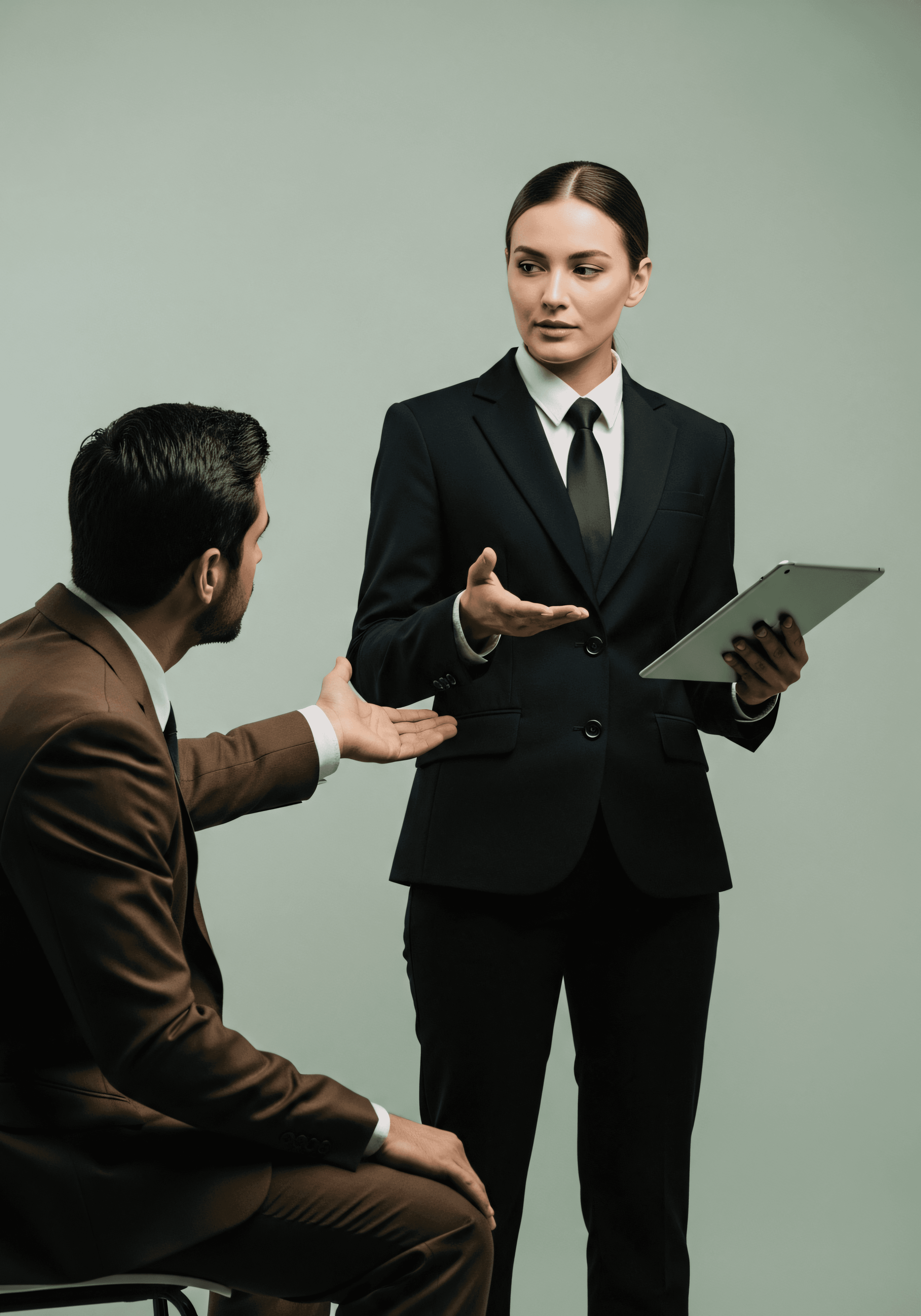 Corporate real estate agency advisor using a digital tablet to share market insights and home styling trends for the agency blog.