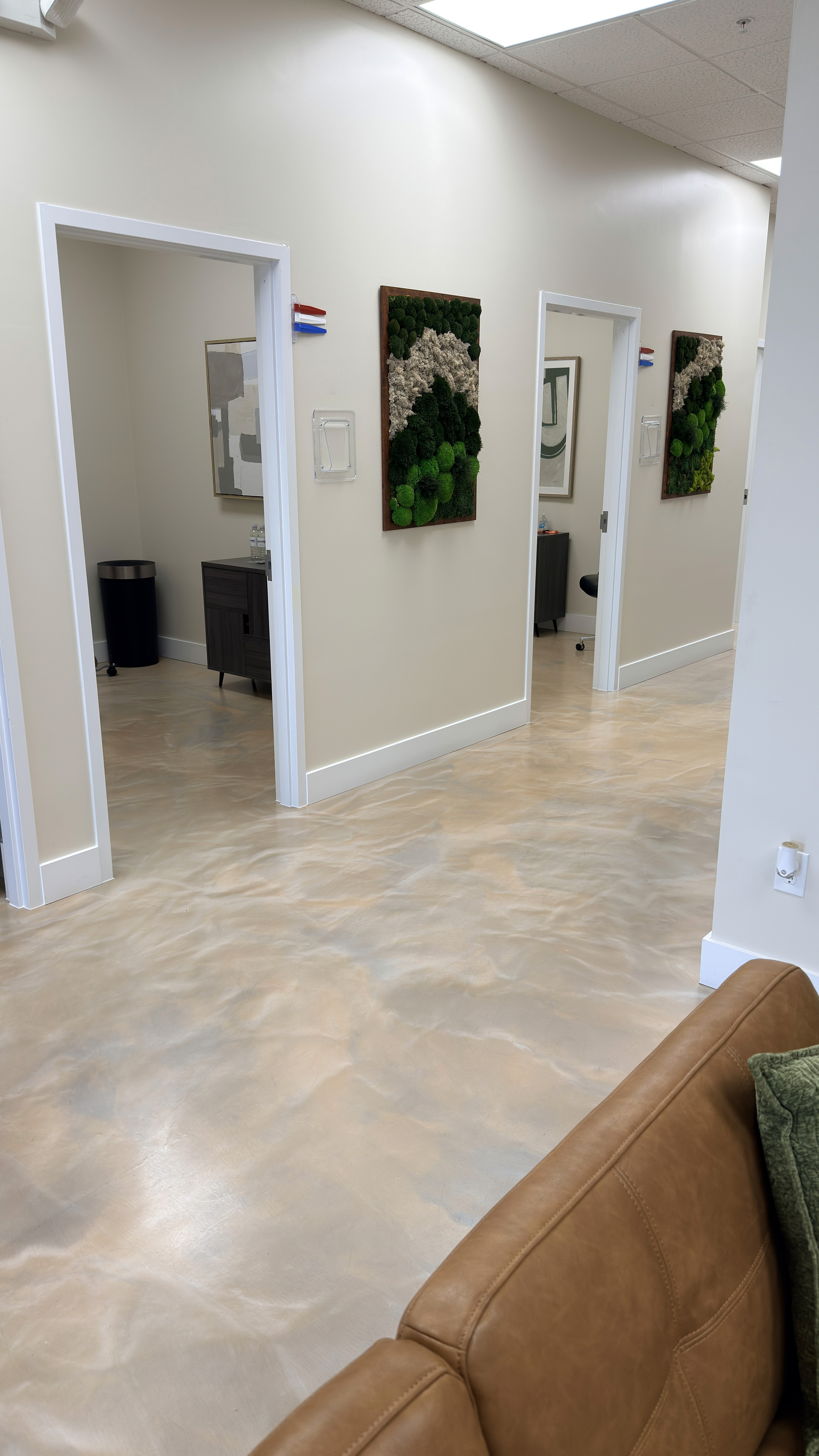Modern medical office waiting room interior — Florida Orthopedic & Spine Institute, Naples FL