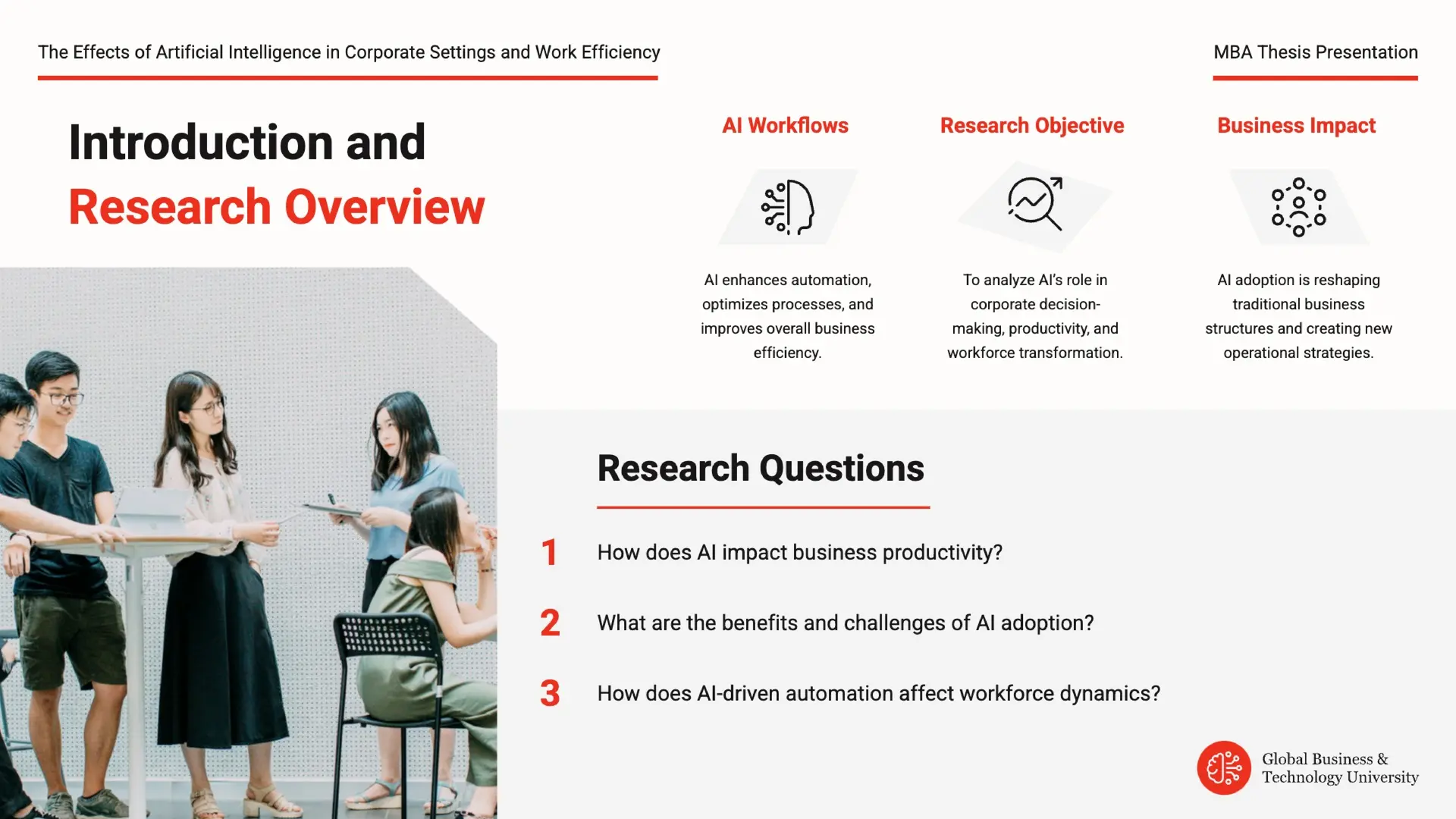 research overview slide of a thesis presentation template