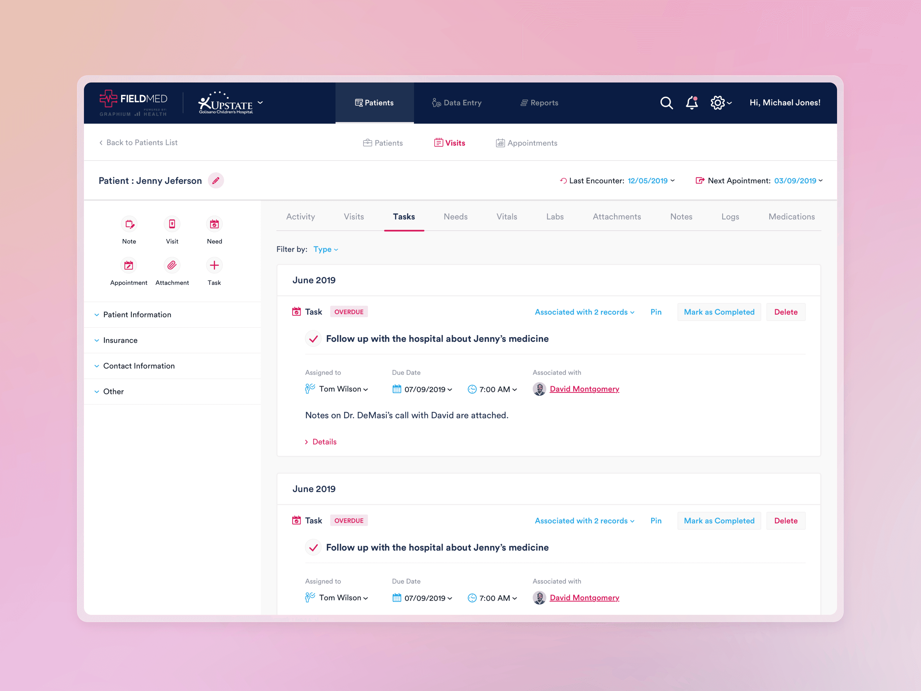 Dashboard view of the analytics homepage