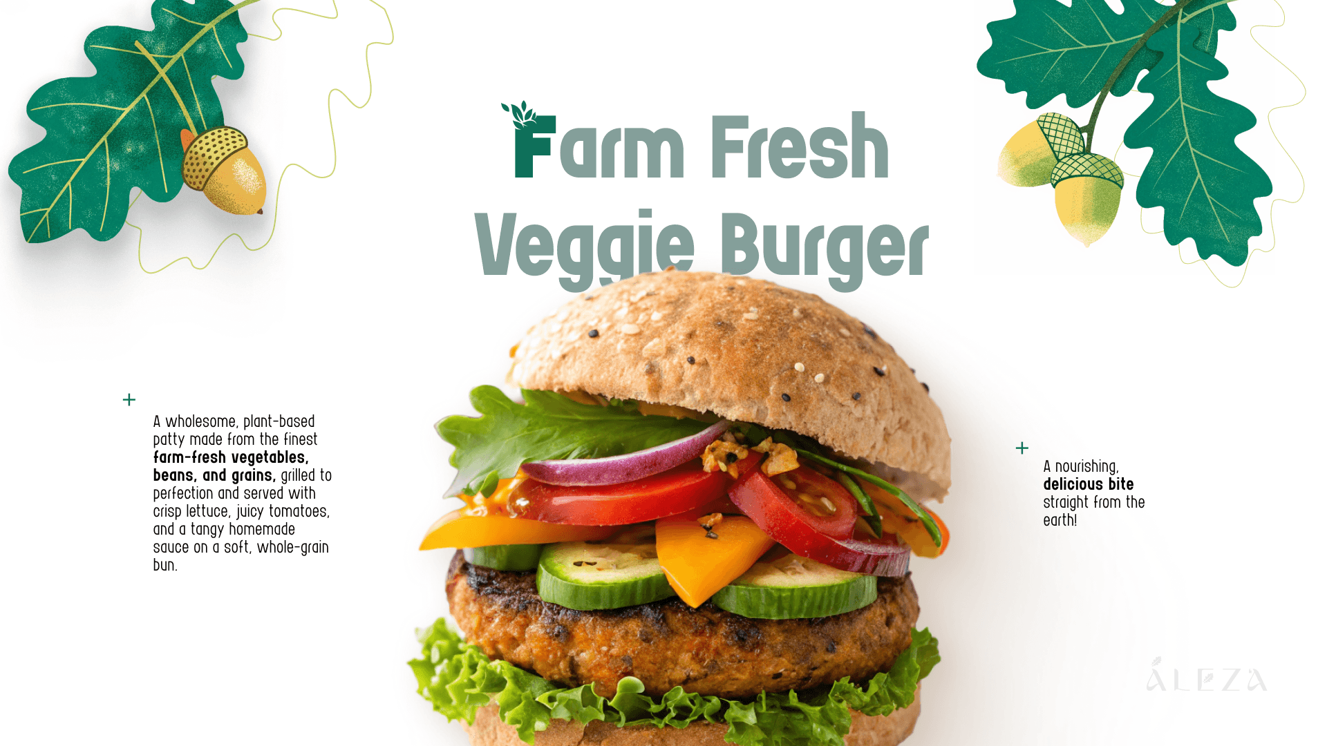 Aleza farm fresh veggie burger product branding — Penguincil Design