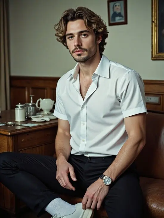 ai boy generator minimalist white shirt black trousers