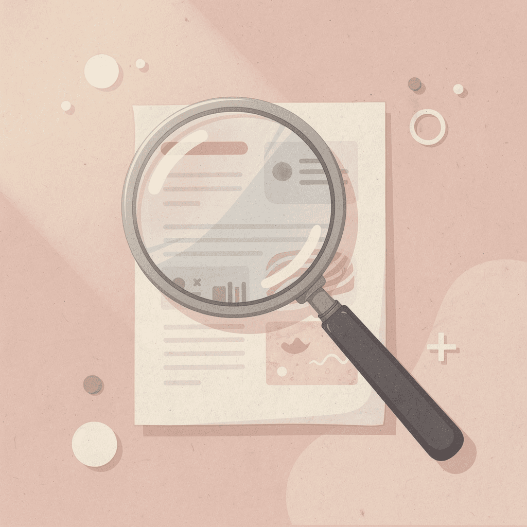 Magnifying glass examining materials representing diagnostic assessment