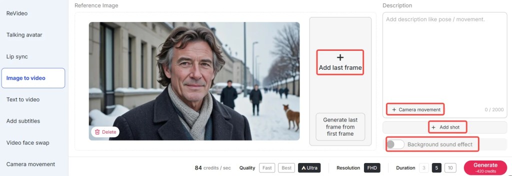Turn images into video, old man AI
