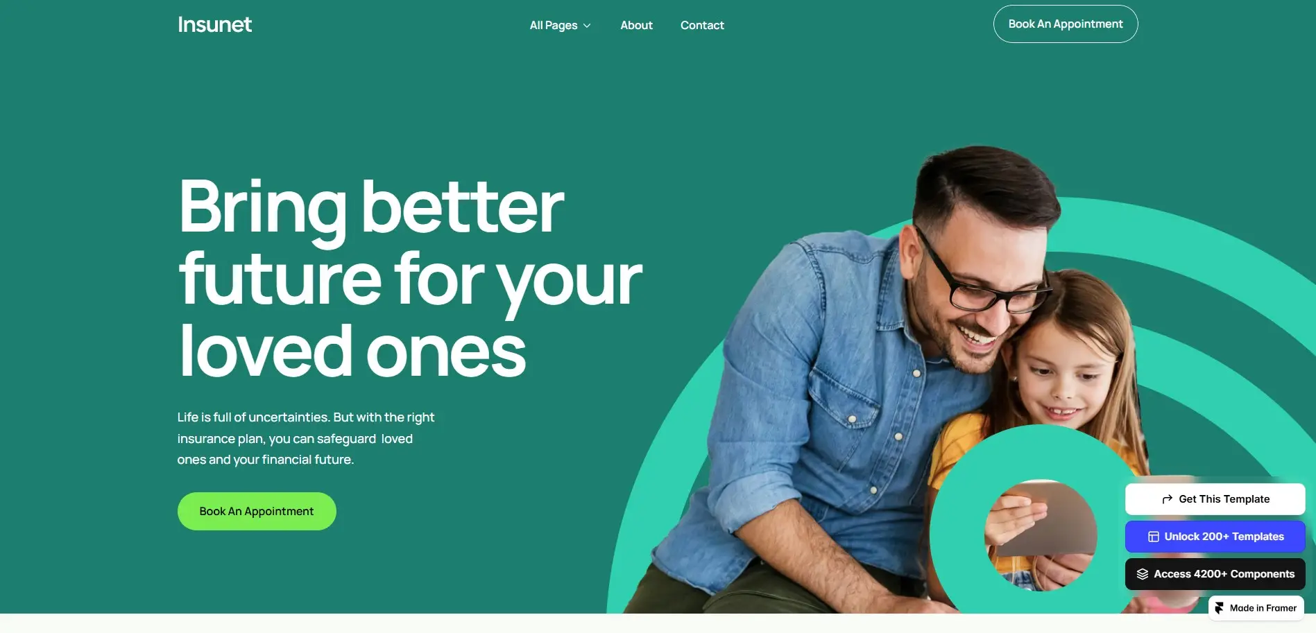 insunet lite framer template insurance & finance brands