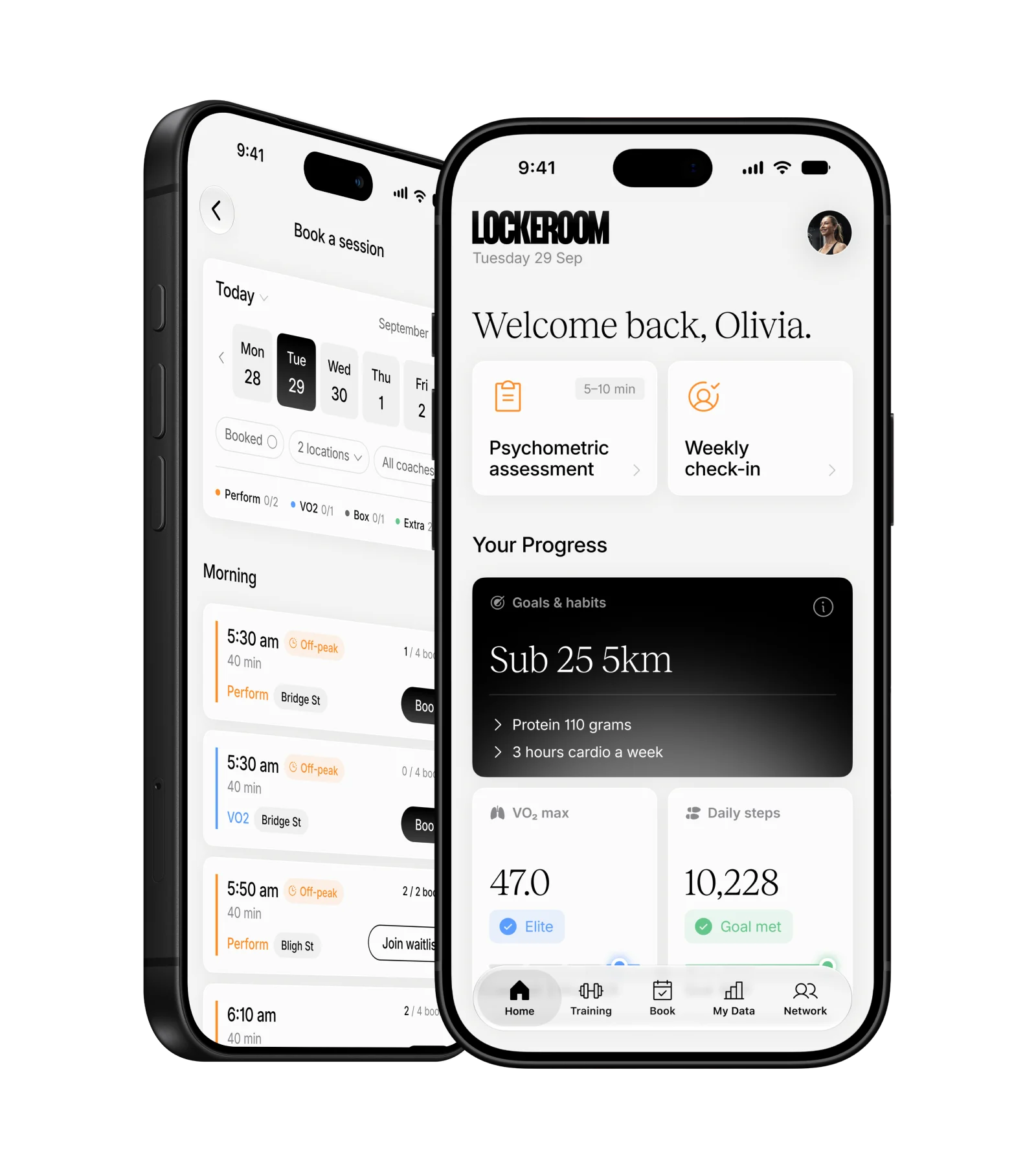 Lockeroom member app for booking executive personal training sessions in Sydney and Melbourne