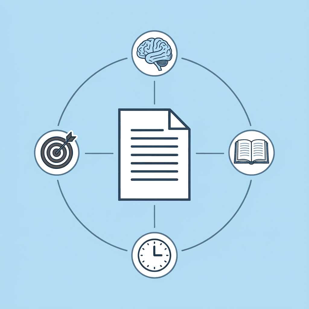 Three interconnected concepts - legal language understanding, risk assessment, and contextual analysis - connected to a central legal professional icon