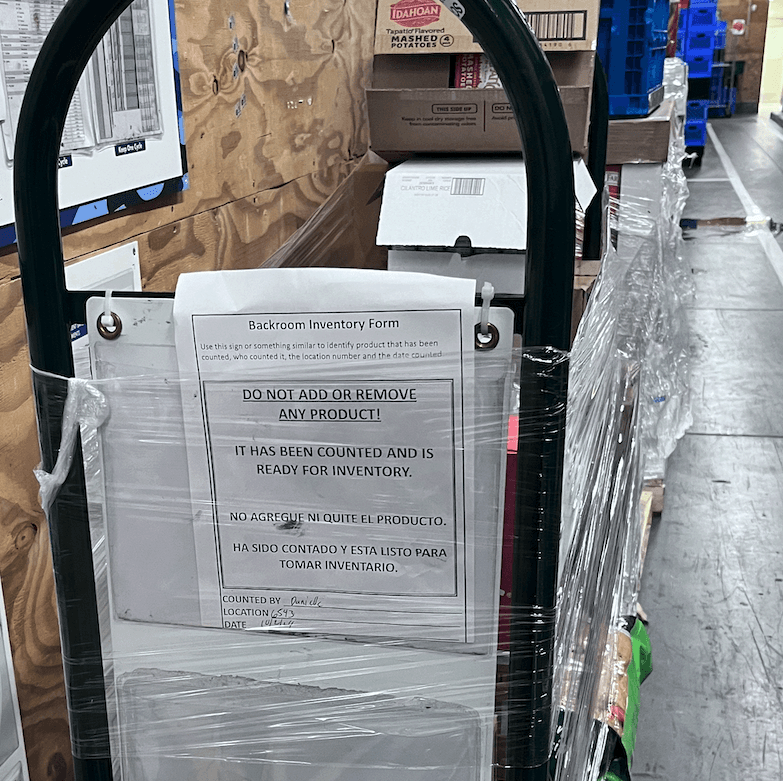A Backroom Inventory Tag